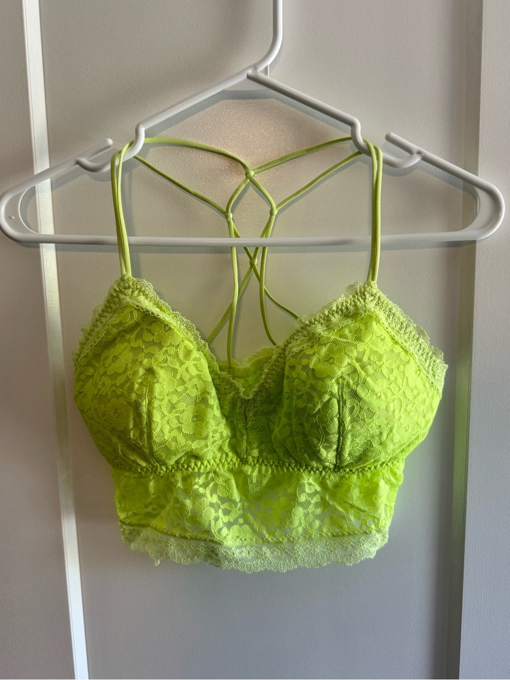 Gilly Hicks Neon Lime Lace Bralette Top